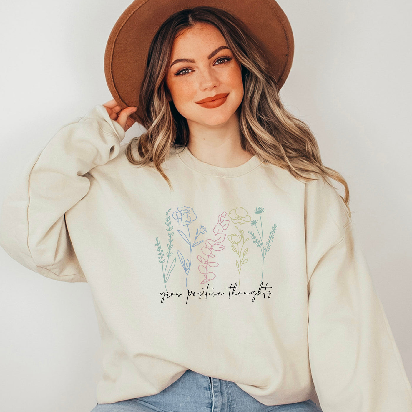 sand floral mental health sweatshirt